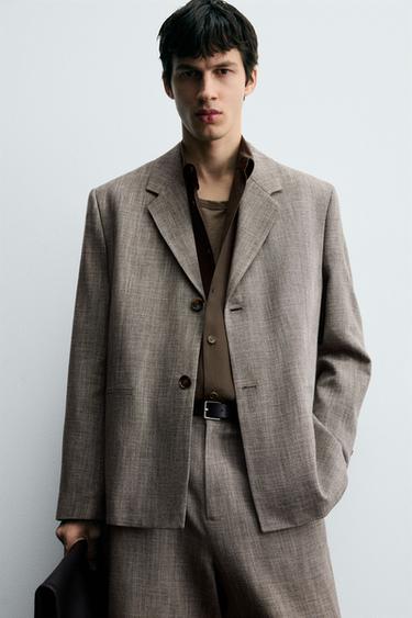 TEXTURED SUIT BLAZER - Light brown by Zara