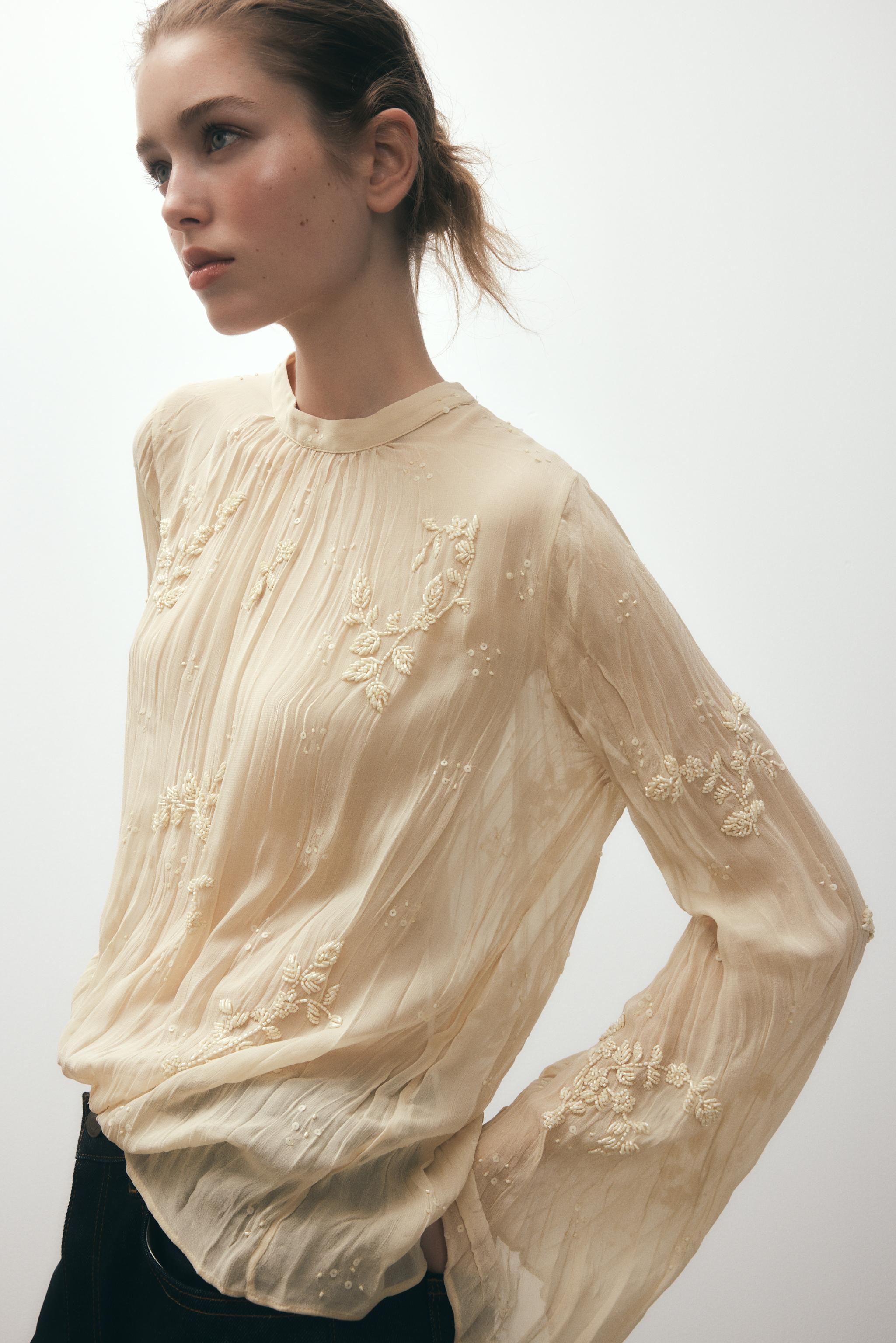 カットソー(長袖/七分) LEINWANDE/Pleats Jersey Top/Beige Stitched poplin palazzo trousers Woman, Beige | TWINSET Milano