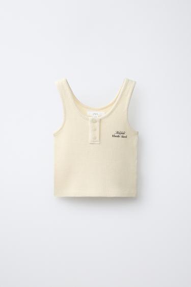 TOP WAFFLE TEXTO - Amarillo de Zara - Imagen 0