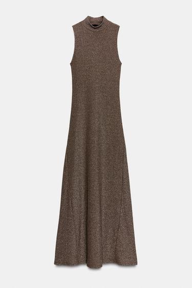 KLEID MIT METALLIC-GARN UND ÄRMELLOSEN ÄRMELN - Gold von Zara