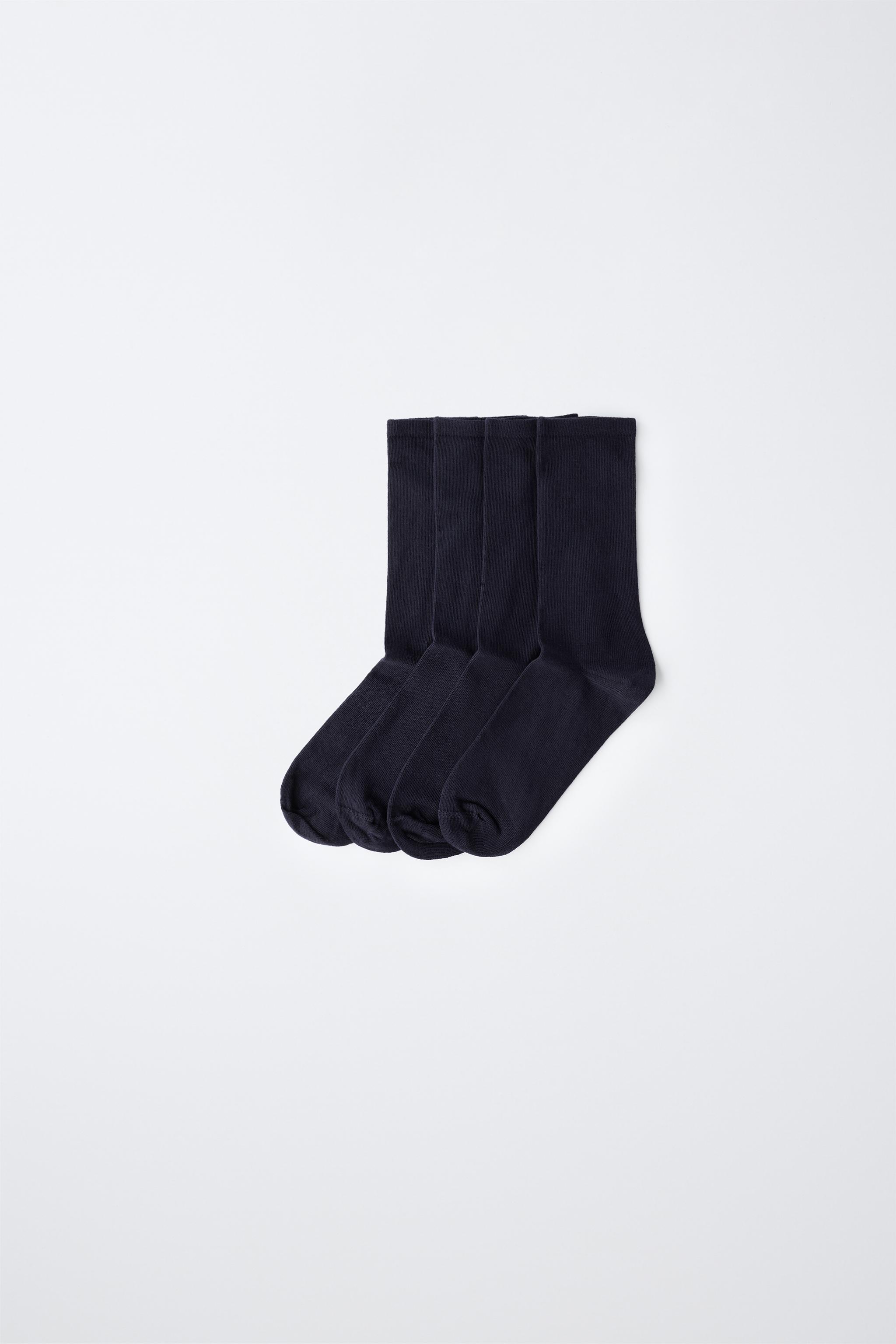 FOUR-PACK SOLID MID-CALF SOCKS — Navy blue