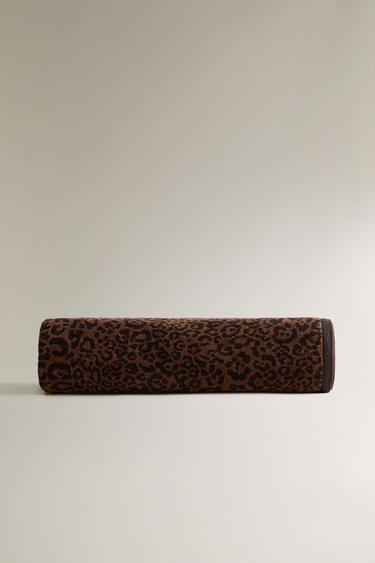 ANIMAL PRINT VELOUR BEACH TOWEL - Chocolate by Zara - Image 1