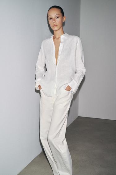 CAMISA LINO 100% ZW COLLECTION - Blanco de Zara