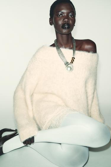 Zara MESH BALL PEARL NECKLACE - Silver