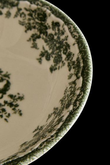 Zara FLORAL EARTHENWARE BOWL - Dark olive