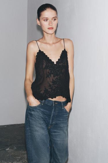 Zara ZW COLLECTION CAMISOLE TOP - Black