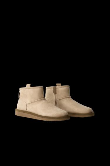 SHEEPSKIN ANKLE BOOTS - Sand Brown by Zara