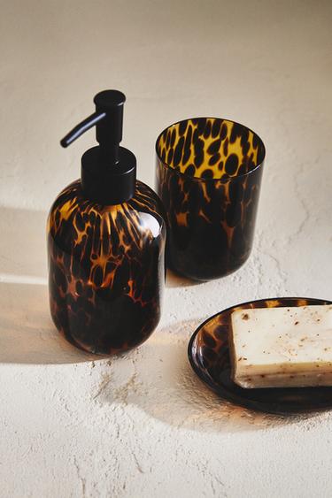 Zara LEOPARD GLASS BATH SET -