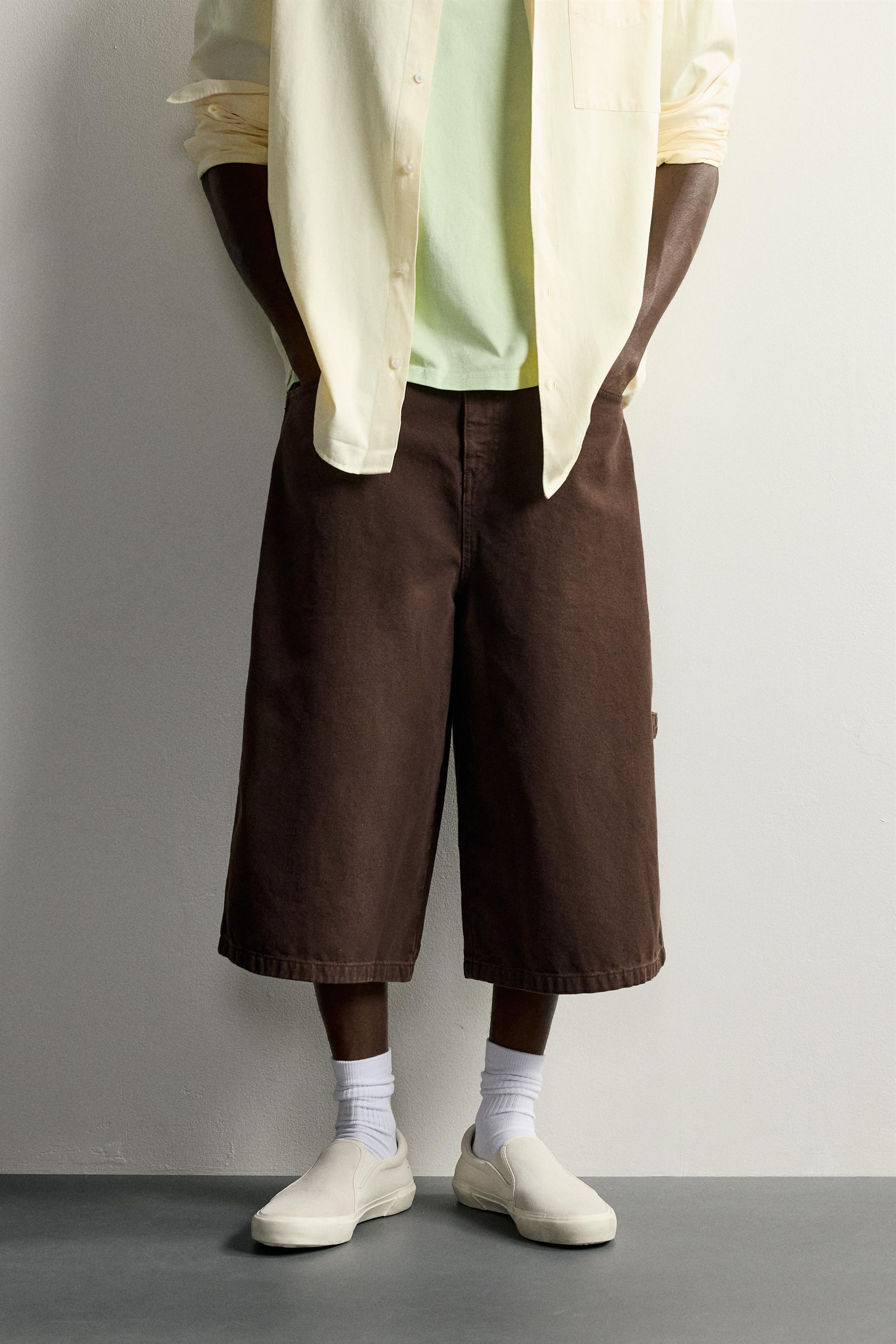 Straight Fit Carpenter Jorts — Brown