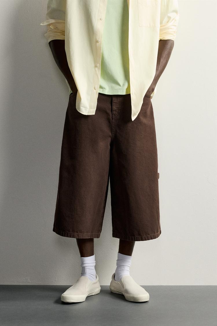 Pantalones cortos de mezclilla estilo carpintero de pierna recta 2