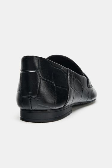 EMBOSSED FLAT LOAFERS - Black by Zara - Image 5