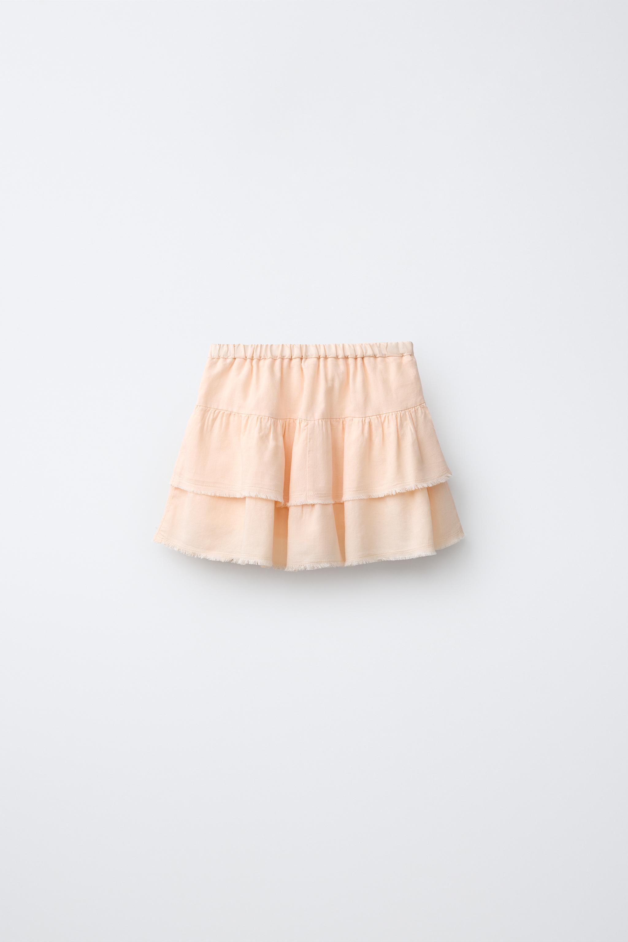 RUFFLED LACE SKIRT — Tangerine