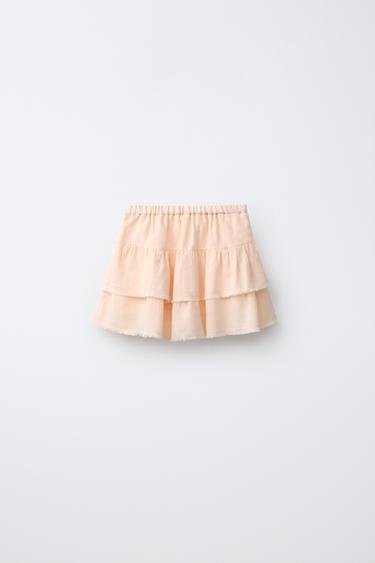 RUFFLED LACE TRIM SKIRT - Tangerine by Zara - Image 1