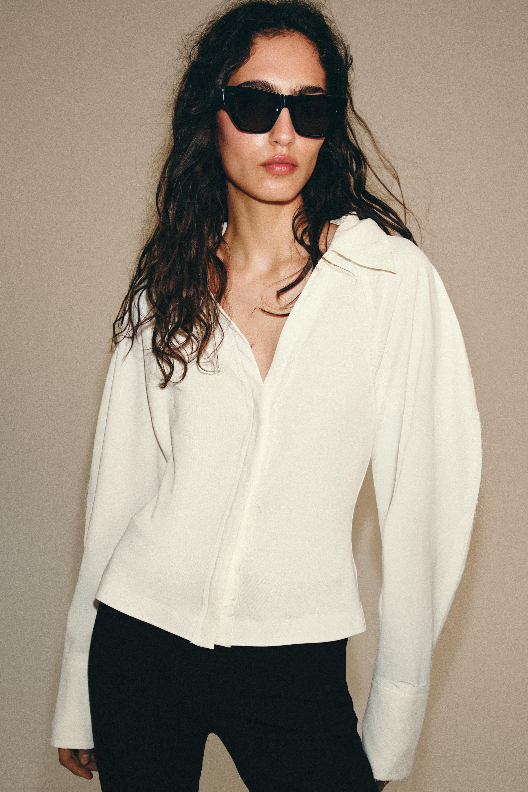 Zara KOMBİNE KUMAŞLI TOP görsel 2