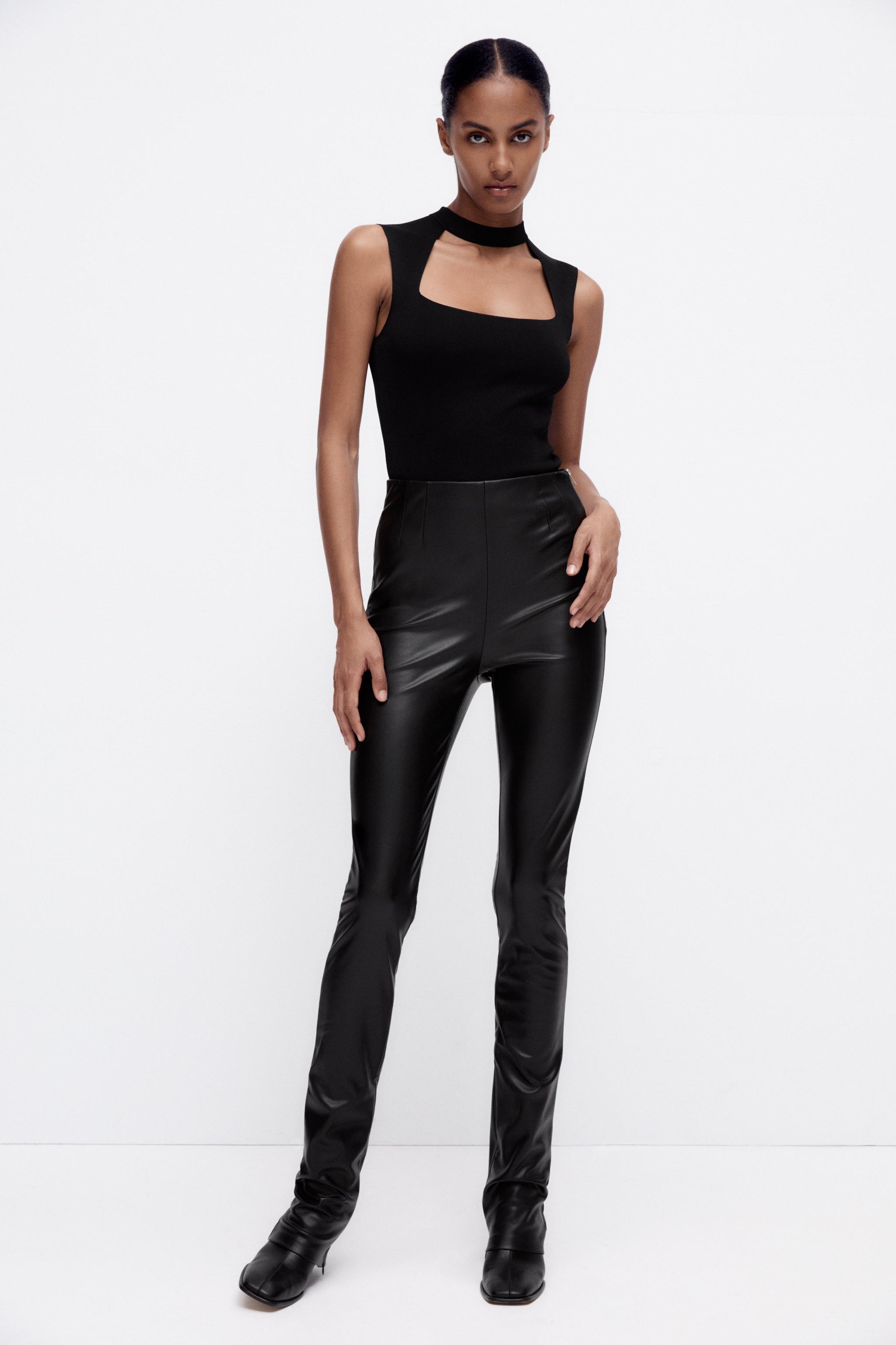 EXTRA LONG FAUX LEATHER LEGGINGS Black ZARA United States