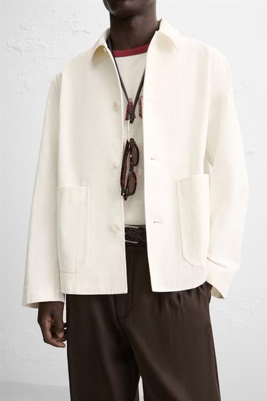 SURCHEMISE REGULAR FIT À POCHES - Blanc cassé de Zara - Image 5
