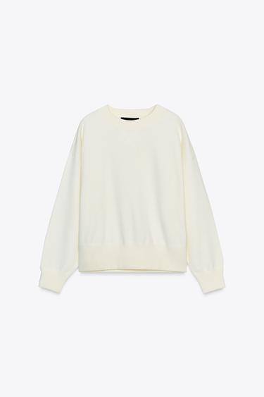 SUDADERA PUNTO LISO - Blanco roto de Zara