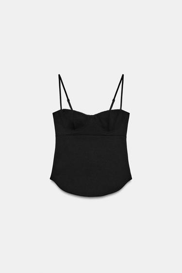 CORSETRY-INSPIRED STRAPPY TOP - Black by Zara - Image 3