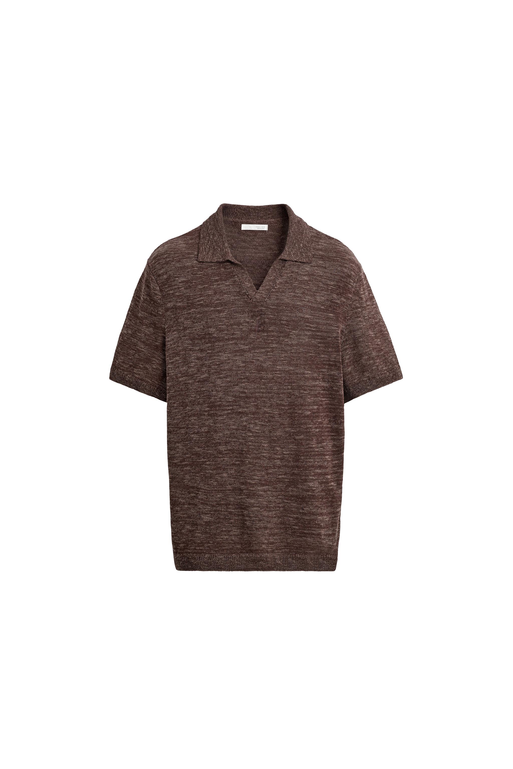 TEXTURED KNIT POLO - Brown | ZARA United States