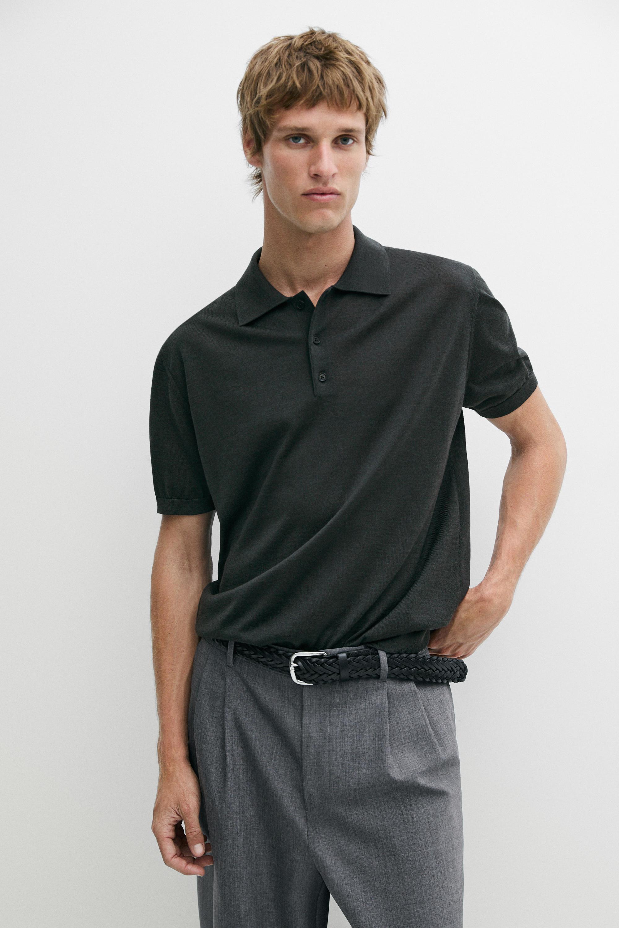 Wool blend knit polo shirt — 843