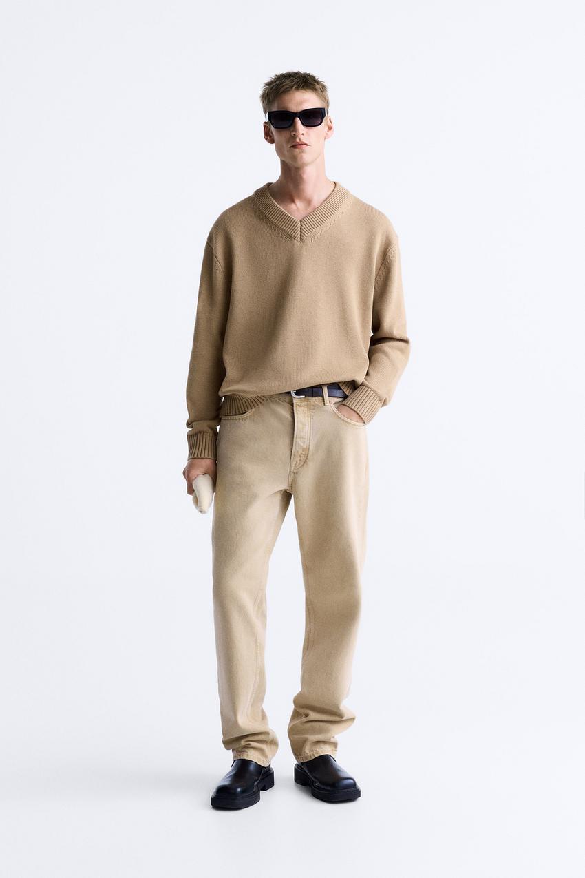 TEXTURED COTTON SWEATER - Beige