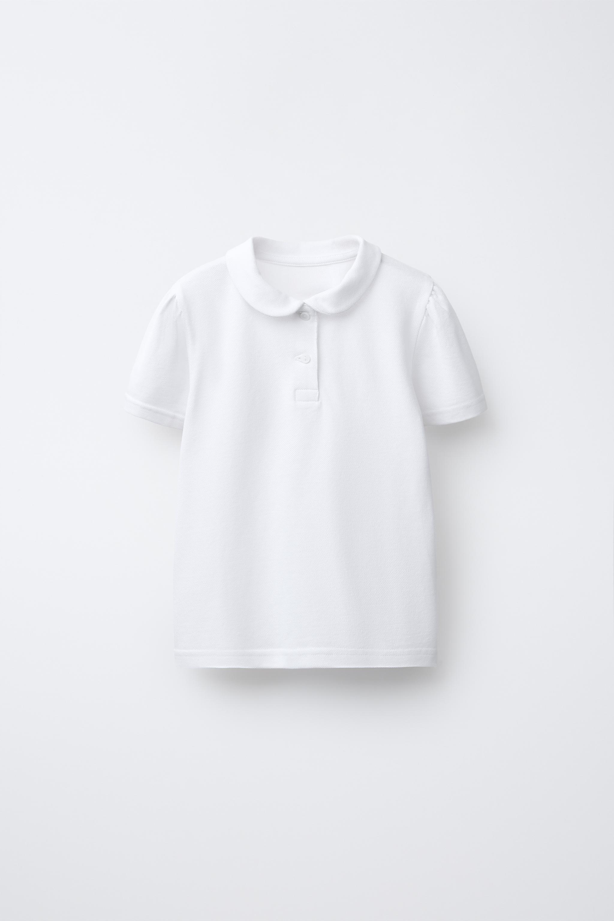 PIQUÉ POLO SHIRT WITH PETER PAN COLLAR - White | ZARA United