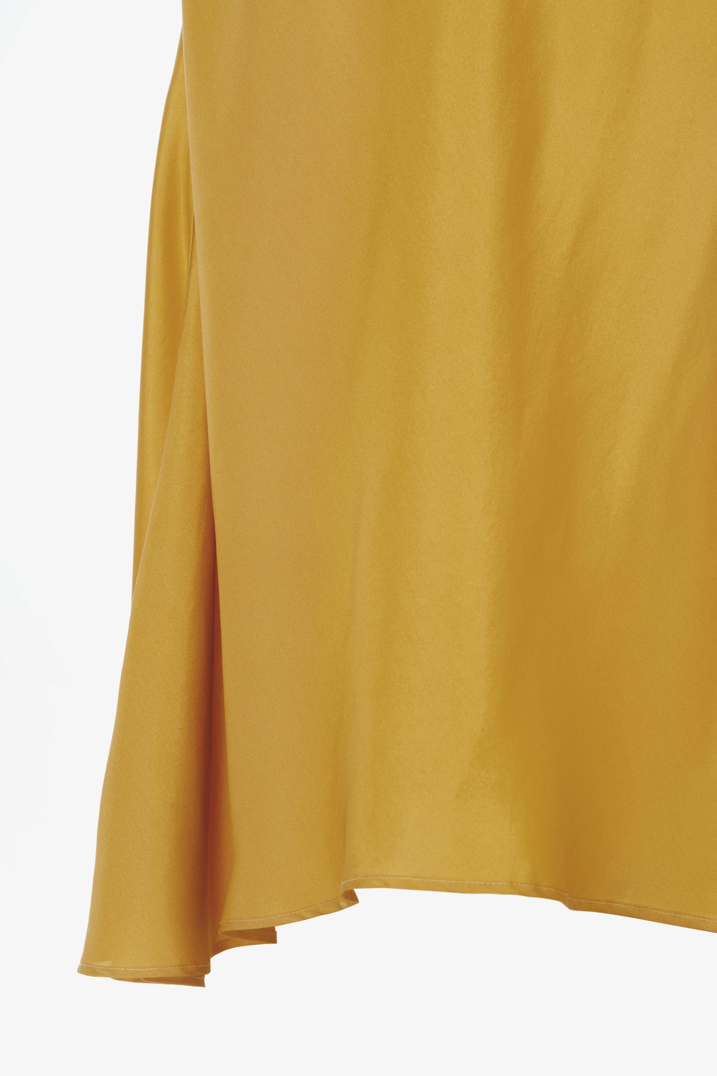 Женское платье Zara Limited Edition 100% Silk Slip, цвет: Ocher — фото 6