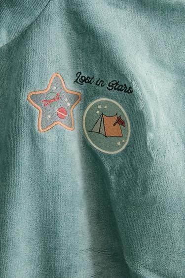 CHILDREN'S VELOUR SPACE PONCHO - Green by Zara - Image 4
