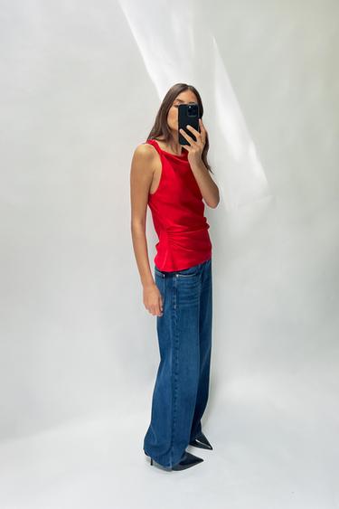 DRAPED SATIN TOP - Intense red by Zara - Image 0