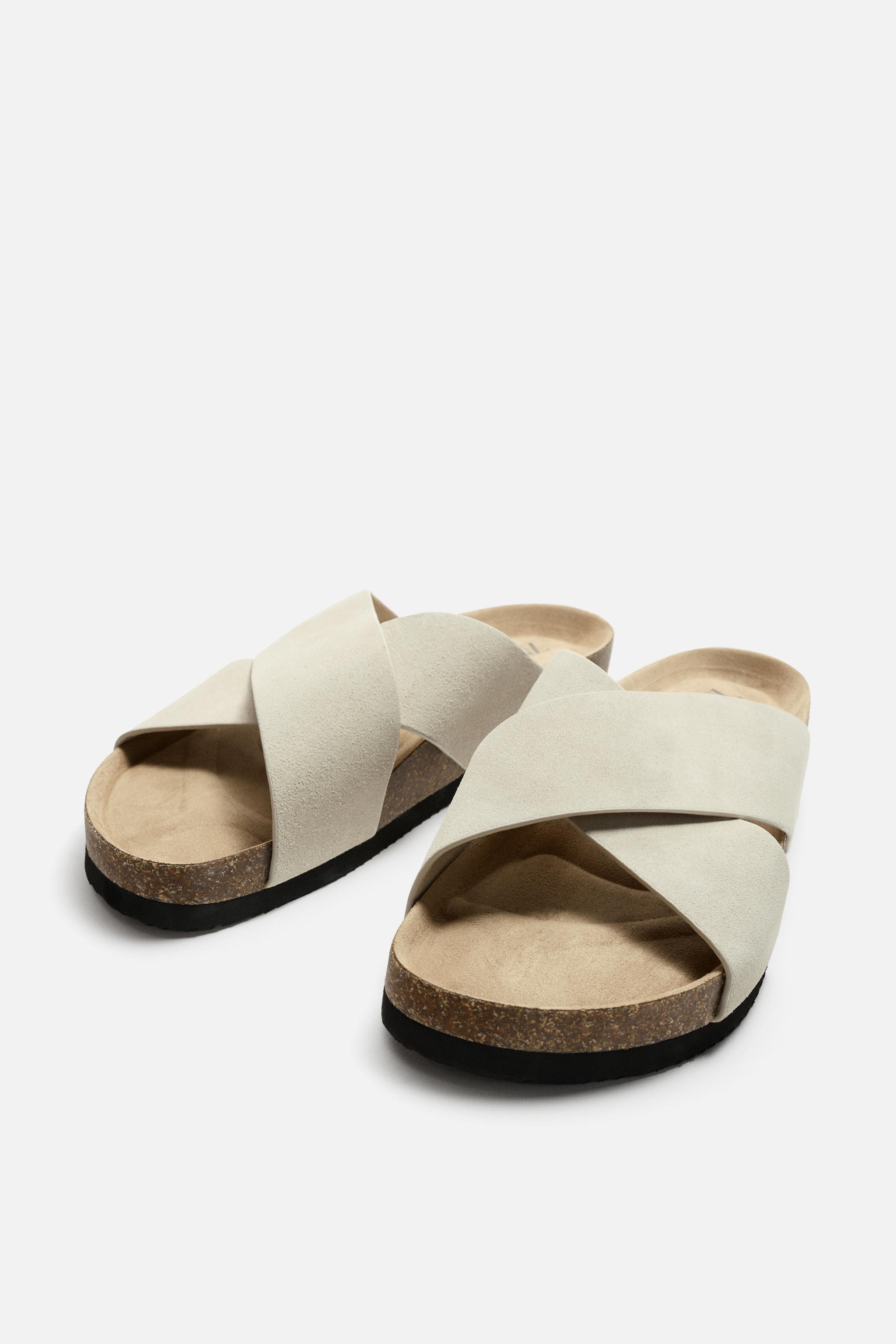 CROSSOVER LEATHER SANDALS - Ecru White | ZARA South Africa