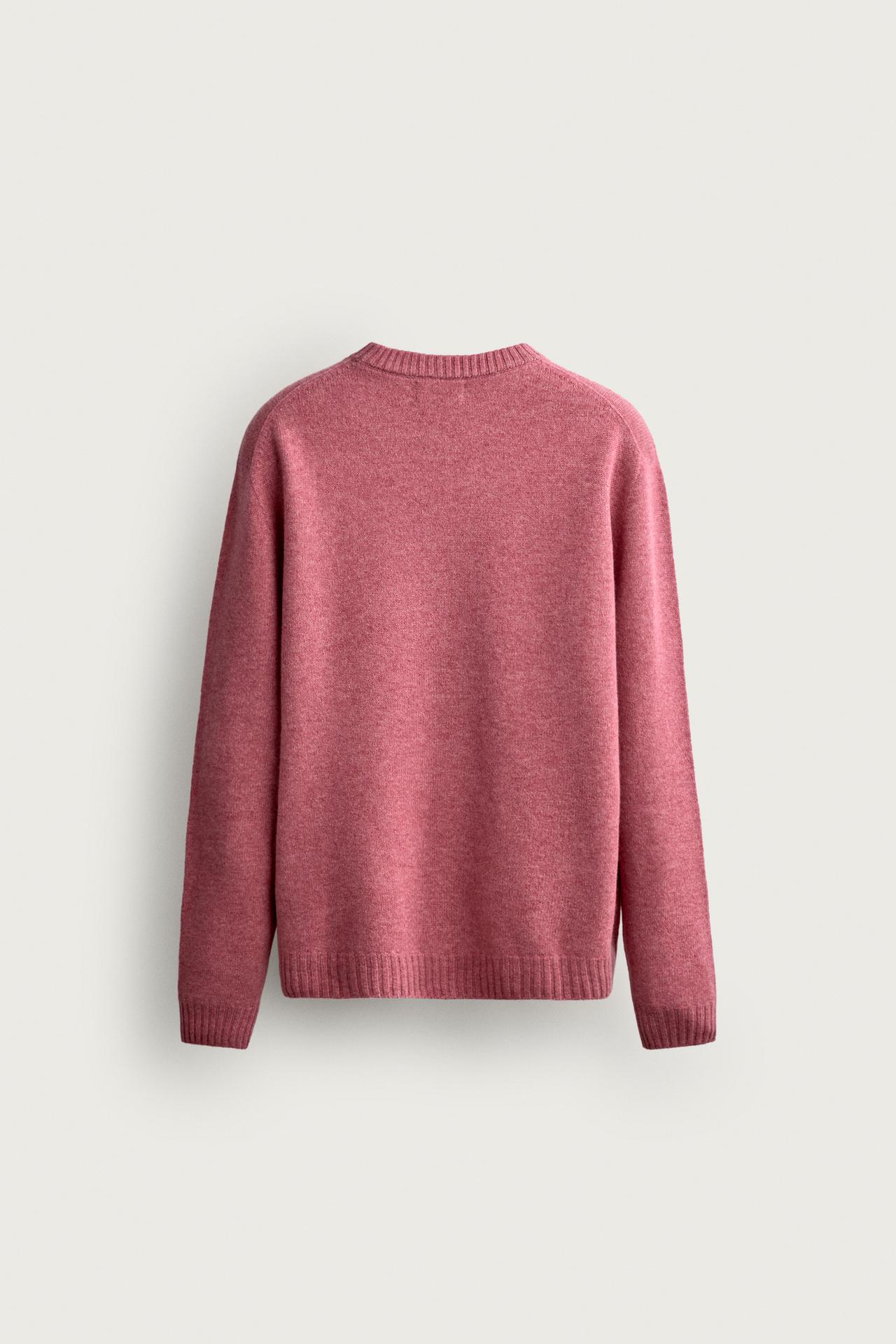 WOOL BLEND REGULAR FIT SWEATER — Pink marl