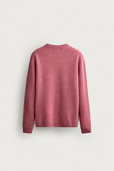 WOOL BLEND REGULAR FIT SWEATER — Pink marl 2
