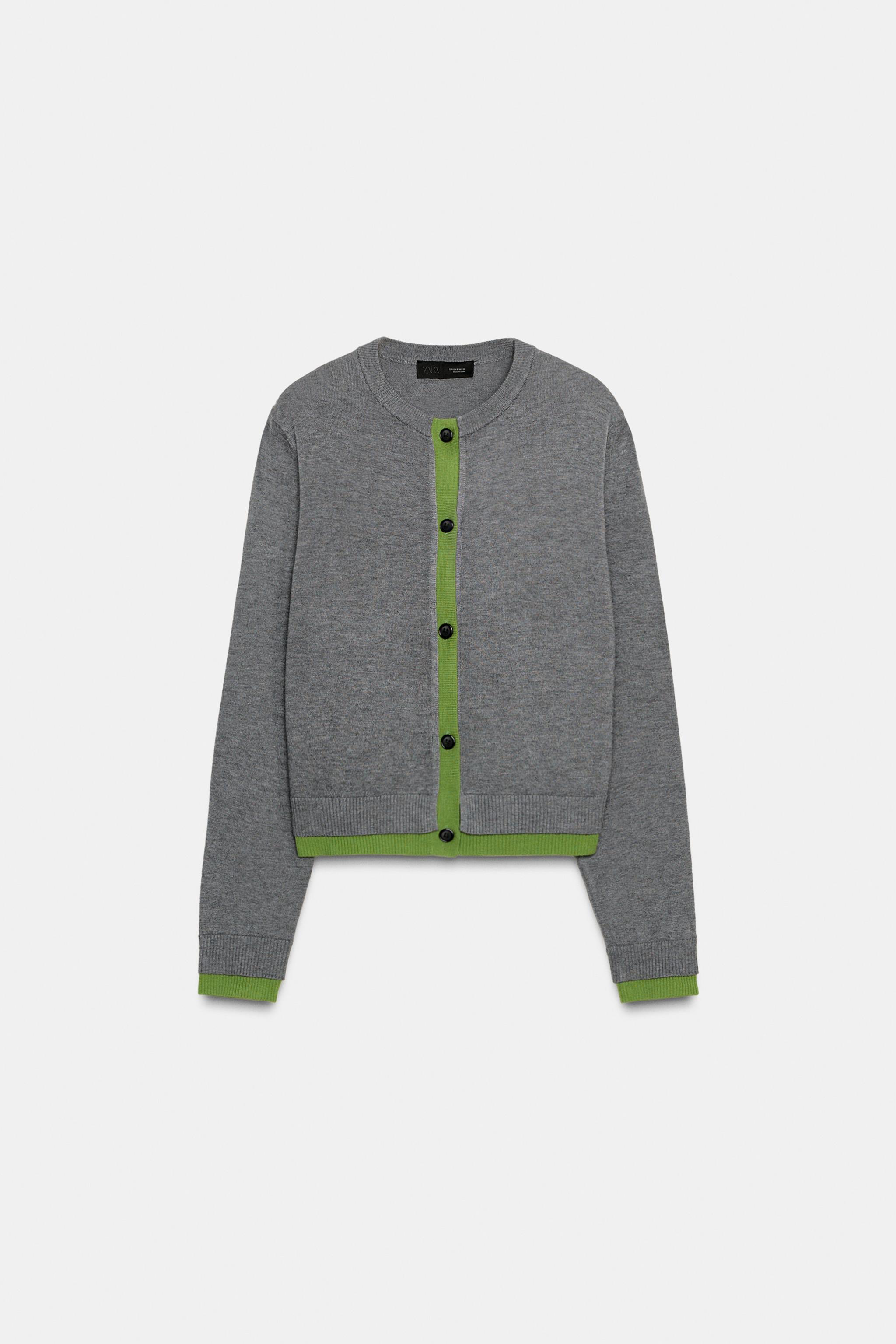 コントラストニットカーディガン - ブラウン | ZARA Japan / 日本