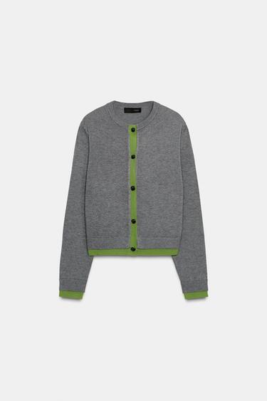 콤비네이션 니트 재킷 - Zara 라이트 그레이