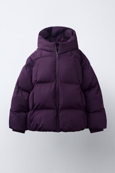 Zaras VADDERAD JACKA MED HUVA WATER REPELLENT - Lila