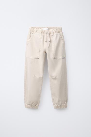 SUPER STRETCH JOGGER TROUSERS - Ecru by Zara