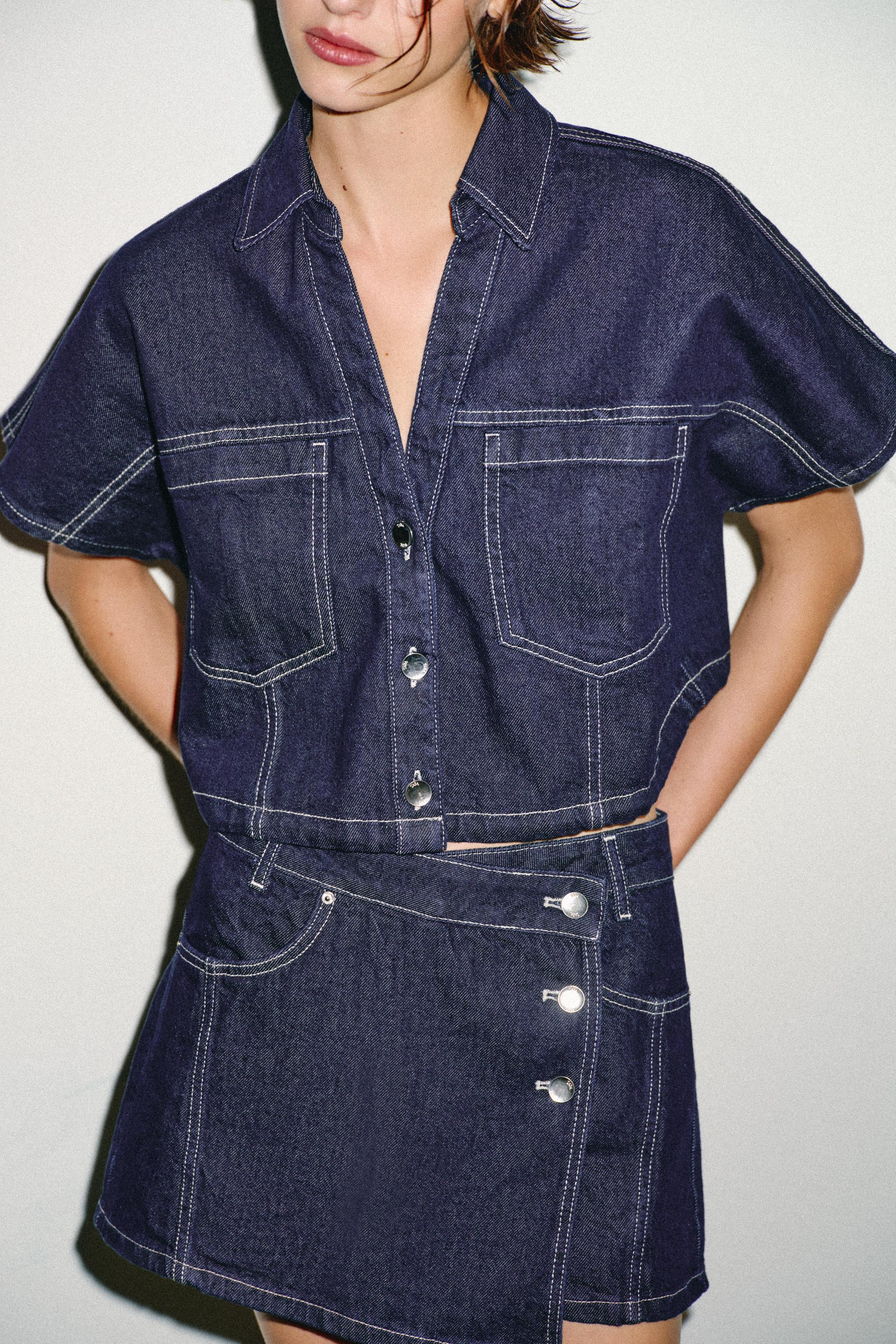 Женские рубашки Zara Z1975 CROPPED DENIM SHIRT — фото 2