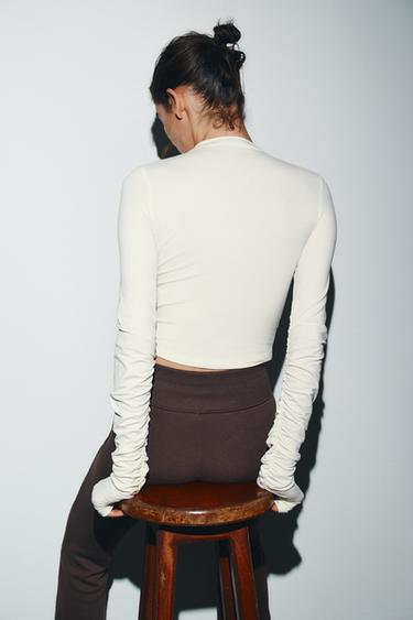 T-SHIRT COTON MODAL PLIS - Écru de Zara - Image 4