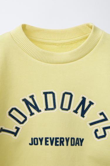 SWEATSHIRT WITH RAISED SLOGAN - Light yellow by Zara - Image 2