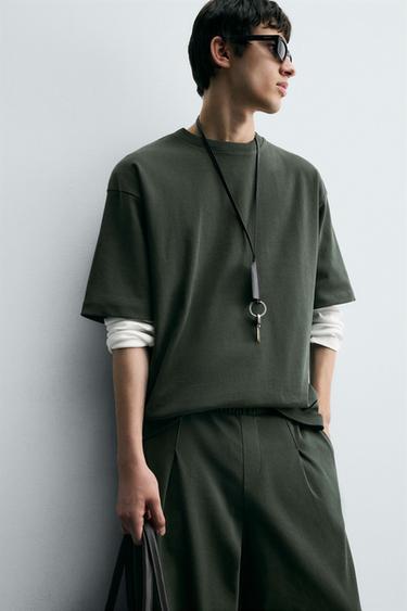 PANTALON DE JOGGING COUPE LARGE À PLIS - Vert moyen de Zara - Image 5