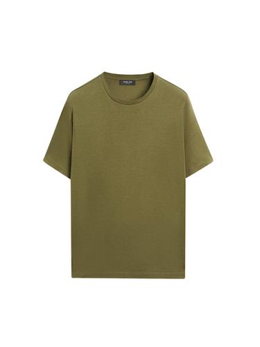 Zara Short sleeve cotton blend T-shirt - Khaki marl
