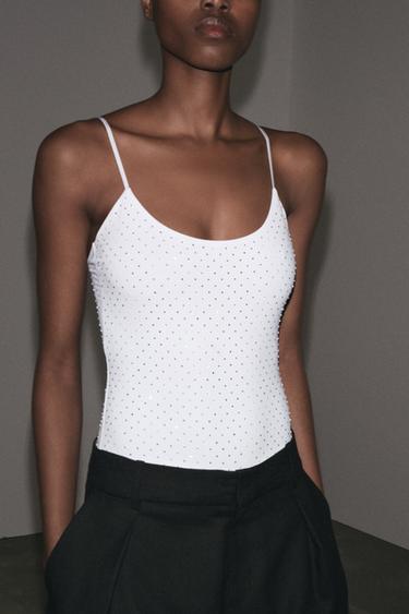 GLITTER BODYSUIT - White by Zara