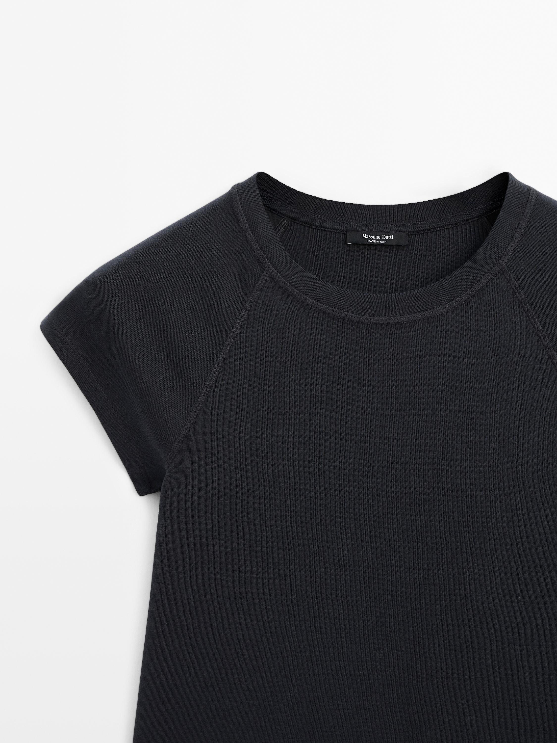 Slim fit raglan sleeve cotton T-shirt - Stone | ZARA Canada Slim fit raglan sleeve cotton T-shirt - Stone | ZARA Canada