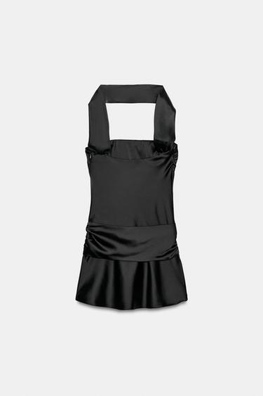 SATIN FOULARD DRESS - Black by Zara - Image 4