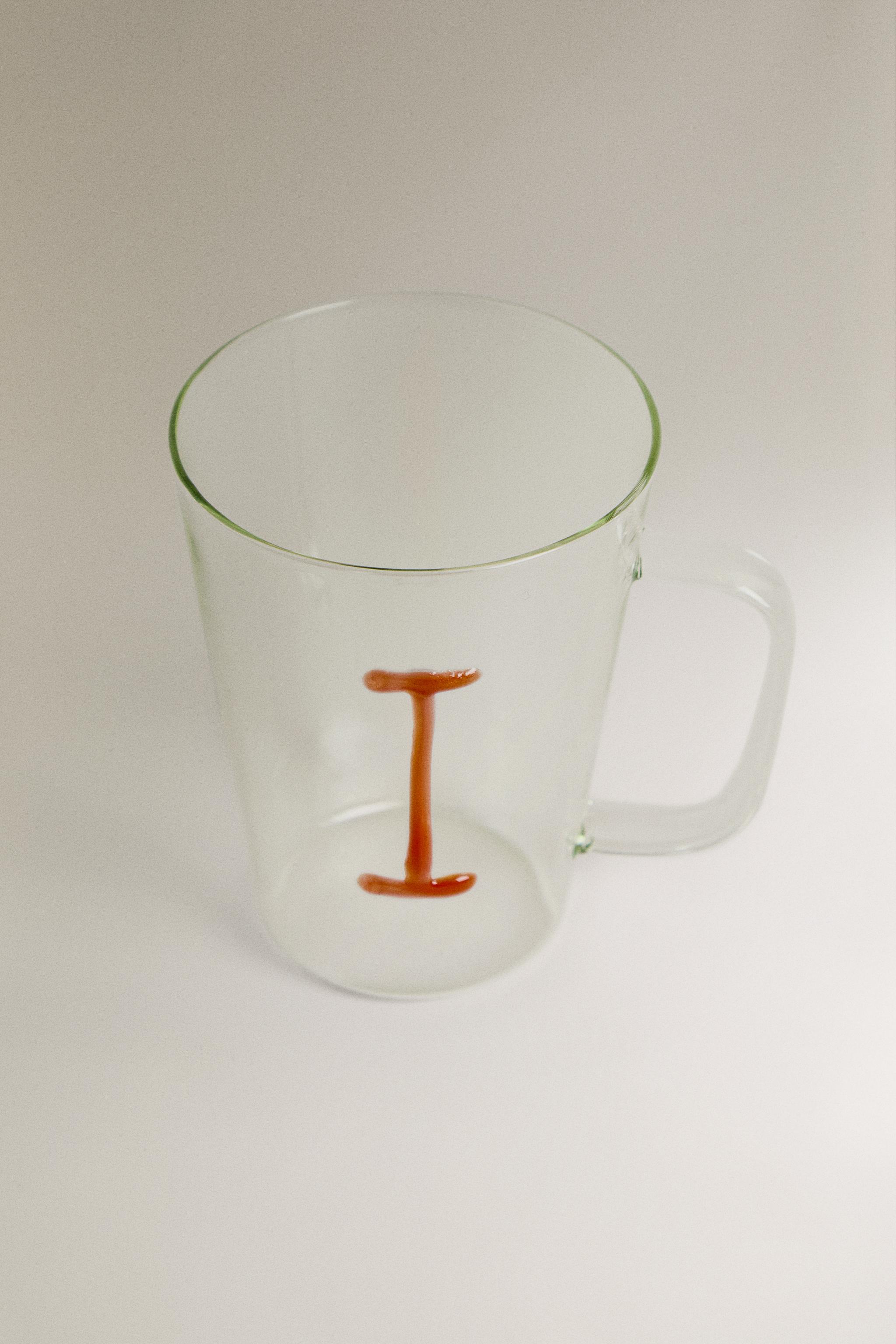 BOROSILICATE MUG WITH INITIAL I — Orange