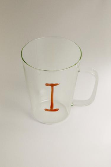 BOROSILICATE MUG WITH INITIAL I - Orange by Zara - Image 1