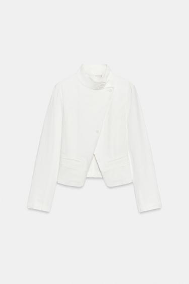 VESTE CROISÉE RAMIE - Blanc de Zara - Image 6