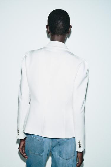 TAILORED BLAZER WITH PRONOUNCED SHOULDERS - Oyster-white by Zara - Image 5
