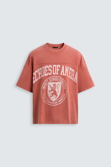 Zara VARSITY PRINT T-SHIRT - Red