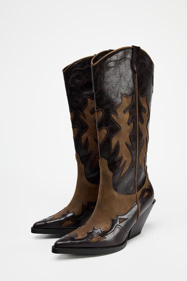 COMBINED COWBOY BOOTS - Brown by Zara - Image 3